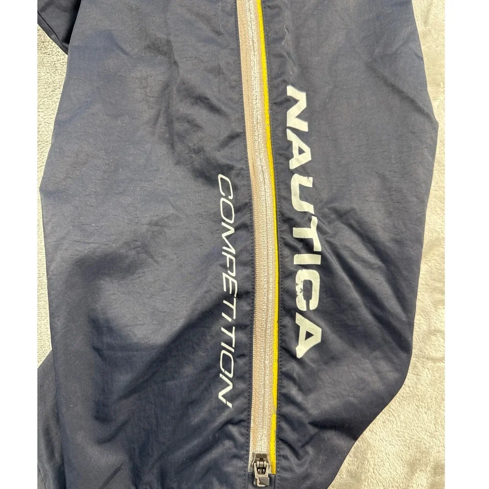 Nautica Track Pants Mens XXL Competition Navy Blue Side Zip Logo EUC